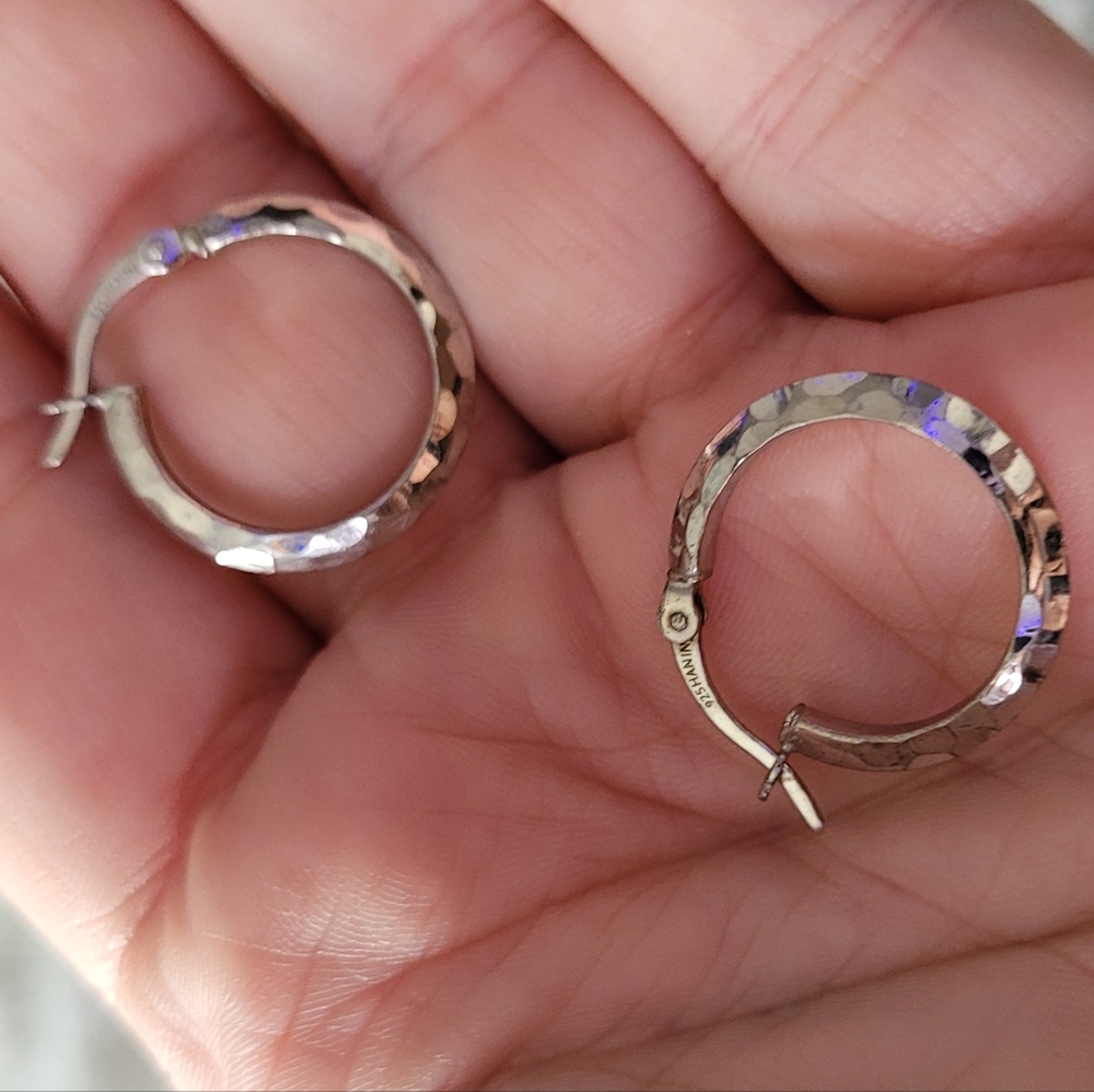 ¾ inch silver hoops - Picture 2 of 2